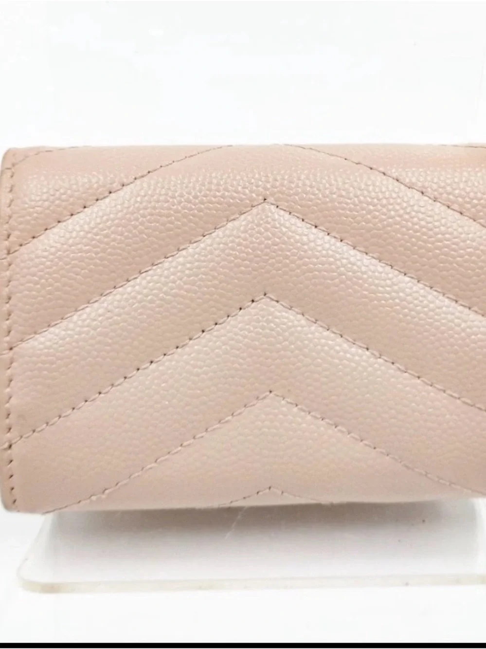 Saint Laurent Blush Quilted Card Holder with Gold YSL Emblem - Picture 2 of 9